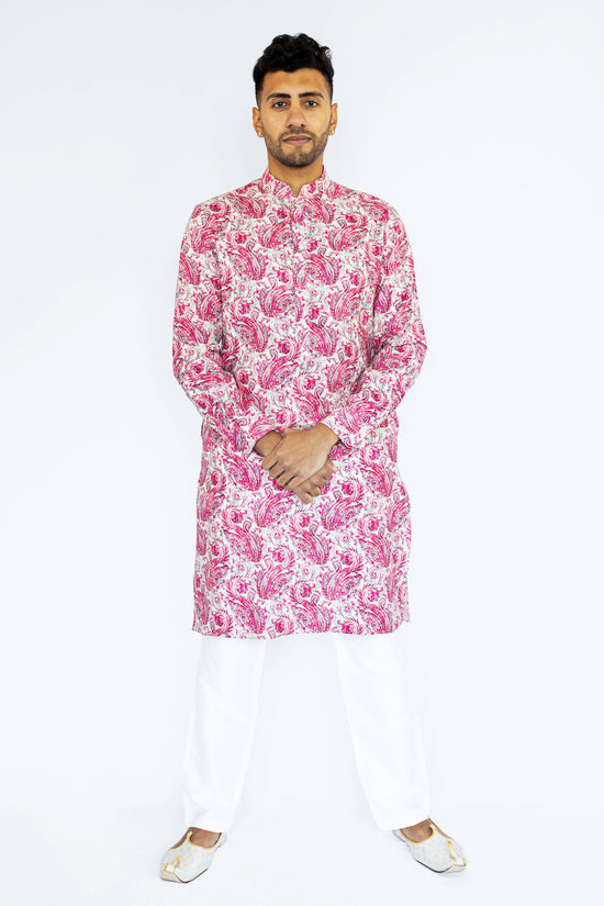Pink Floral Cotton Kurta Set