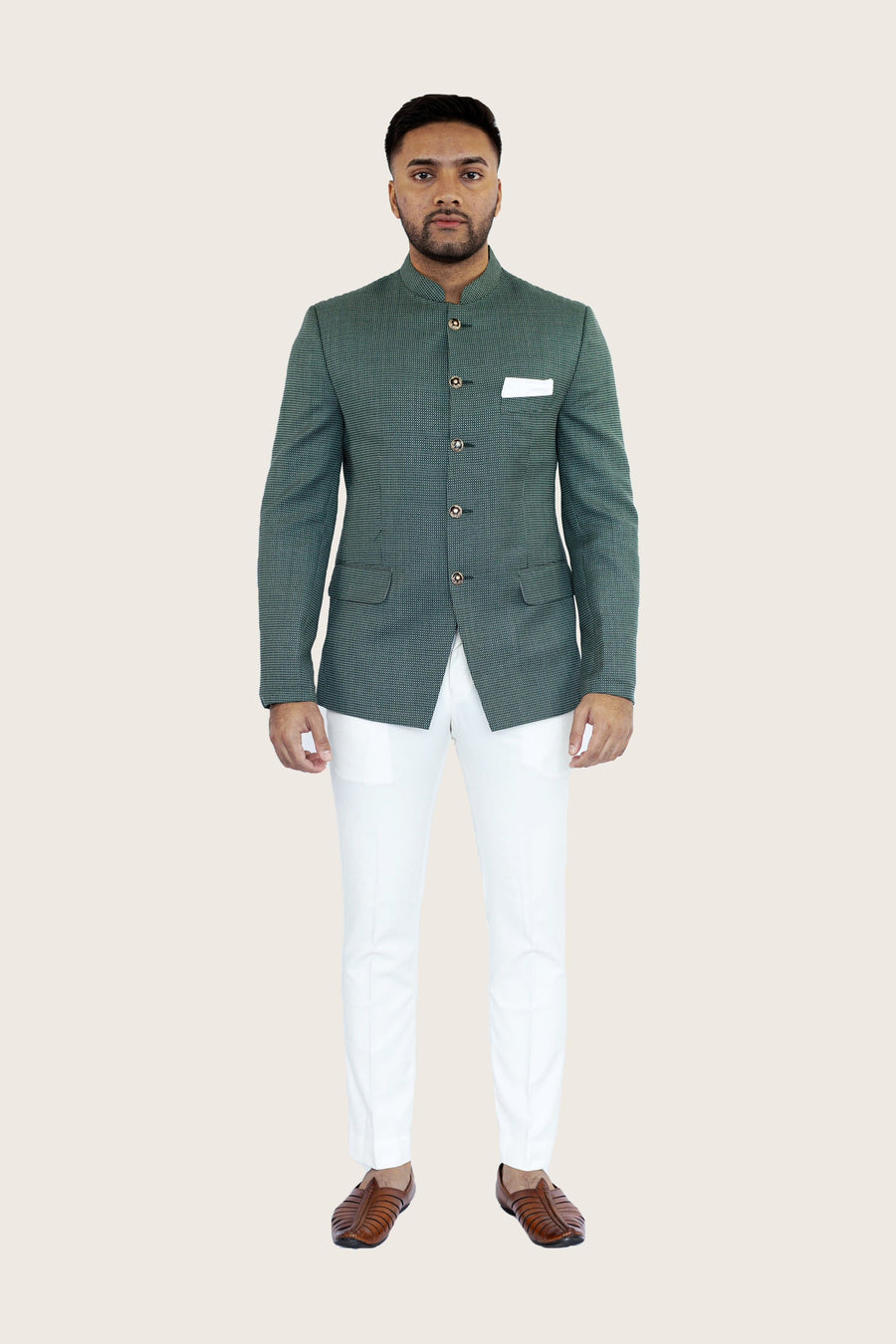 
Forest Green Embroidered Bandhgala Set